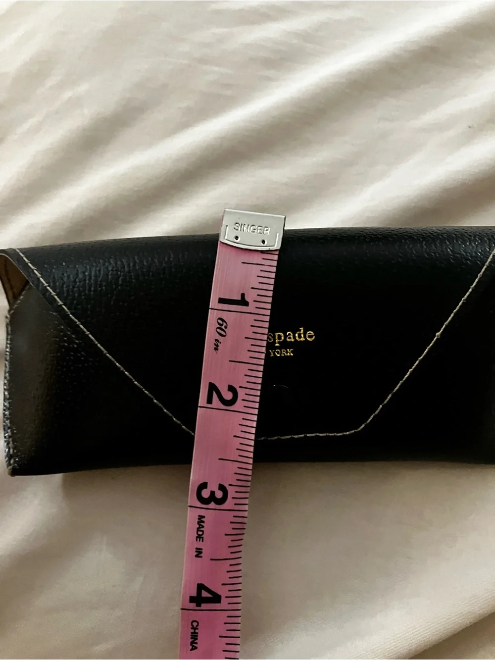 Kate Spade New York Black faux Leather Envelope Glasses Case Logo Lining